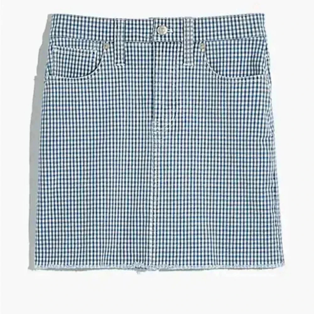 Madewell Stretch Straight Mini Skirt in Gingham: Raw-Hemmed Edition - Picture 2 of 8